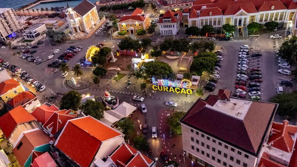 Curacao Punda am Abend am Wilhelminaplein Curacao Punda am Abend am Wilhelminaplein